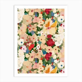 Floral Pattern dark Green "Floral Symphony" Art Print