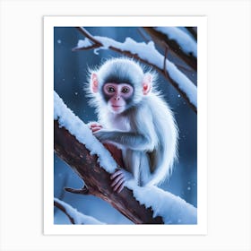 Monkey In The Snow 1 Art Print