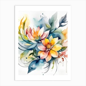 Watercolor Lotus Flower Art Print