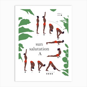 Yoga 2 Green & Brown Art Print