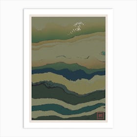 Abstract Forest Landscape Inspired By Minimalist Japanese Ukiyo E Painting Style 1 Art Print