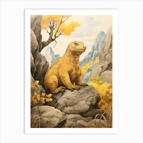 Storybook Animal Watercolour Komodo Dragon Art Print