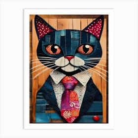 Cat In A Suit 2 Art Print