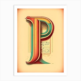 P, Letter, Alphabet Vintage Sketch 2 Art Print