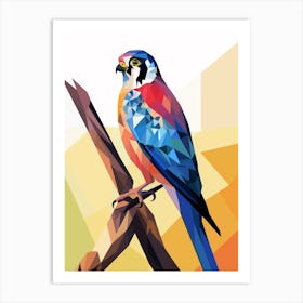 Colourful Geometric Bird American Kestrel 2 Art Print