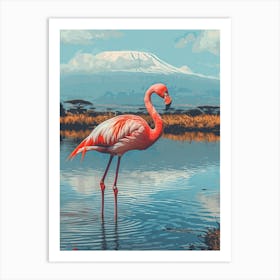 Greater Flamingo African Rift Valley Tanzania Tropical Illustration 5 Art Print