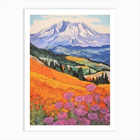 Mount St Helens United States 6 Colourful Mountain Illustration Art Print