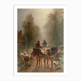 Shepherds And Sheep Art Print