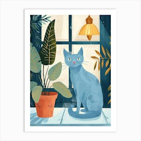 Russian Blue Storybook Illustration 2 Art Print