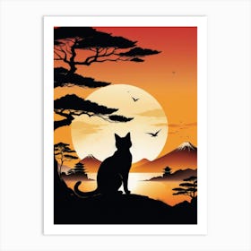 Japan Cat Art 21 Art Print