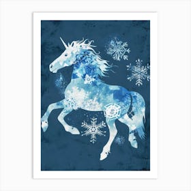 Unicorn Snowflakes Canvas Art Art Print