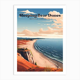 Sleeping Bear Dunes National Lakeshore Michigan Sunset Modern Travel Art Art Print