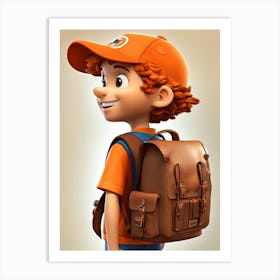 Boy With A Backpack Art Print