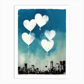 Heart Balloons In The Sky Art Print