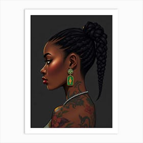 Black Girl With Tattoos 2 Art Print