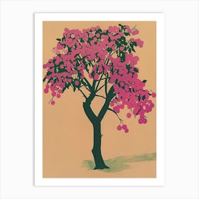 Plum Tree Colourful Illustration 3 Art Print