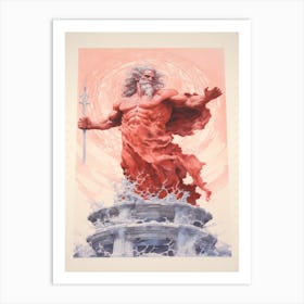  A Drawing Of Poseidon In The Style Of Neoclassical 3 Art Print