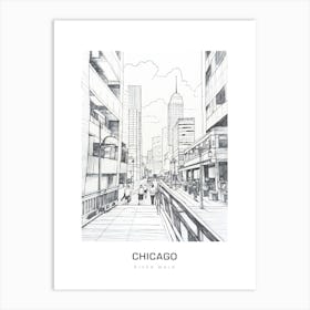 River Walk, Chicago B&W Poster Art Print