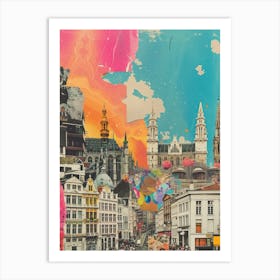 Belgium   Retro Collage Style 4 Art Print