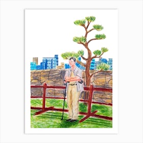 Old Man With A Camera Art Print