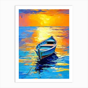 Boat At Sunset Art Print