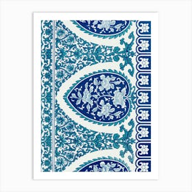 Blue And White Floral Pattern Art Print