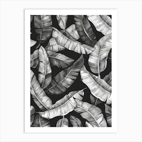 Black And White Banana Leaves 2 Art Print