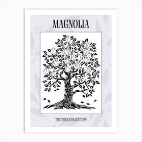 Magnolia Tree Simple Geometric Nature Stencil 4 Poster Art Print
