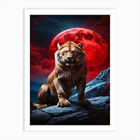 Lion In The Moonlight Art Print