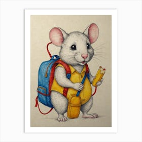 School Mouse 2 Art Print