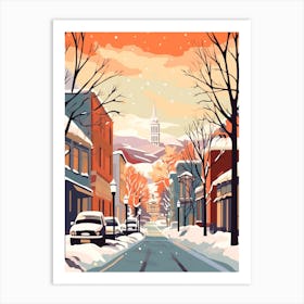 Vintage Winter Travel Illustration Oslo Norway 3 Art Print