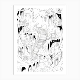 The Cave Of Wonders (Aladdin) Fantasy Inspired Line Art 5 Art Print