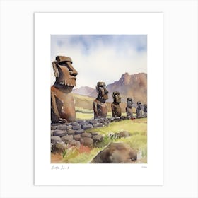 Easter Island Chile 4 Watercolour Travel Poster Art Print