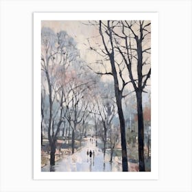 Winter City Park Painting Yoyogi Park Tokyo 2 Art Print