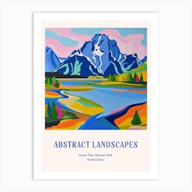 Colourful Abstract Grand Teton National Park Usa 4 Poster Blue Art Print