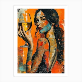 Mysterious Lady With A Glass Of Golden Wine Pt. 4 Art Print