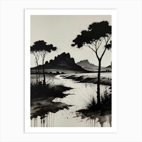 Acacia Trees In Water Art Print