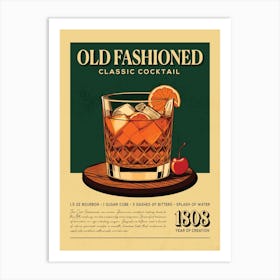 Old Fashioned Classic Cocktail Art Print