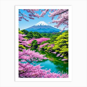 Mt Fuji Cherry Blossoms Mount Fuji Japan Art Print