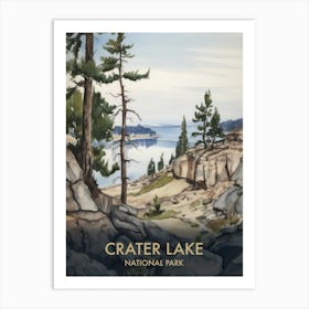 Crater Lake National Park Watercolour Vintage Travel Poster 4 Art Print