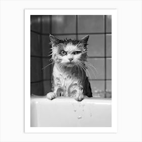 Cat In The Bath 1 Art Print