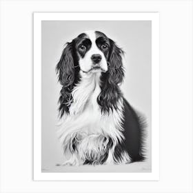 Spaniel (Field) B&W Pencil Dog Art Print