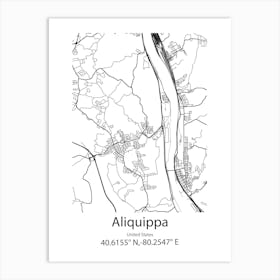 Aliquippa,United States Minimalist Map Art Print