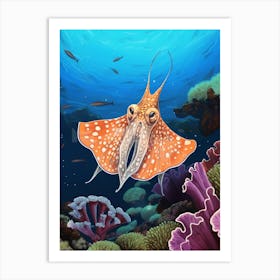 Blanket Octopus Detailed Illustration 2 Art Print
