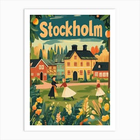 Aihrgdesign A 1970s Inspired Travel Poster For Stockholm 4 Art Print