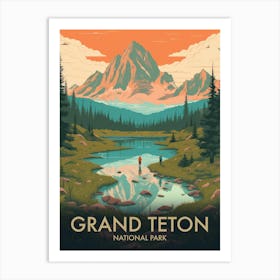 Grand Teton National Park Vintage Travel Poster 1 Art Print