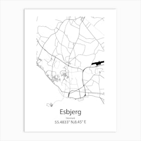 Esbjerg,Denmark Minimalist Map Art Print