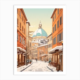 Vintage Winter Travel Illustration Florence Italy 2 Art Print