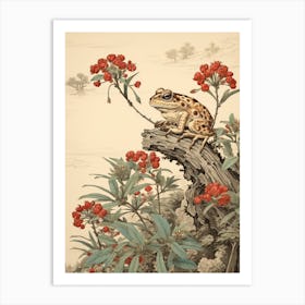Vintage Japanese Frog Burrow 1 Art Print