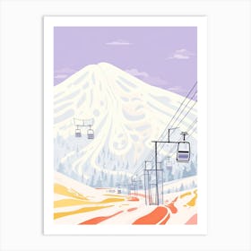 Niseko   Hokkaido, Japan, Ski Resort Pastel Colours Illustration 1 Art Print